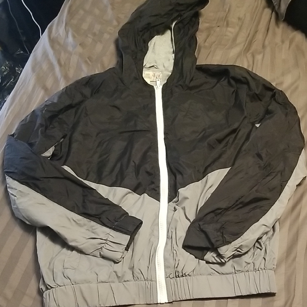 Pink Republic Black and Gray Windbreaker Jacket with Hood